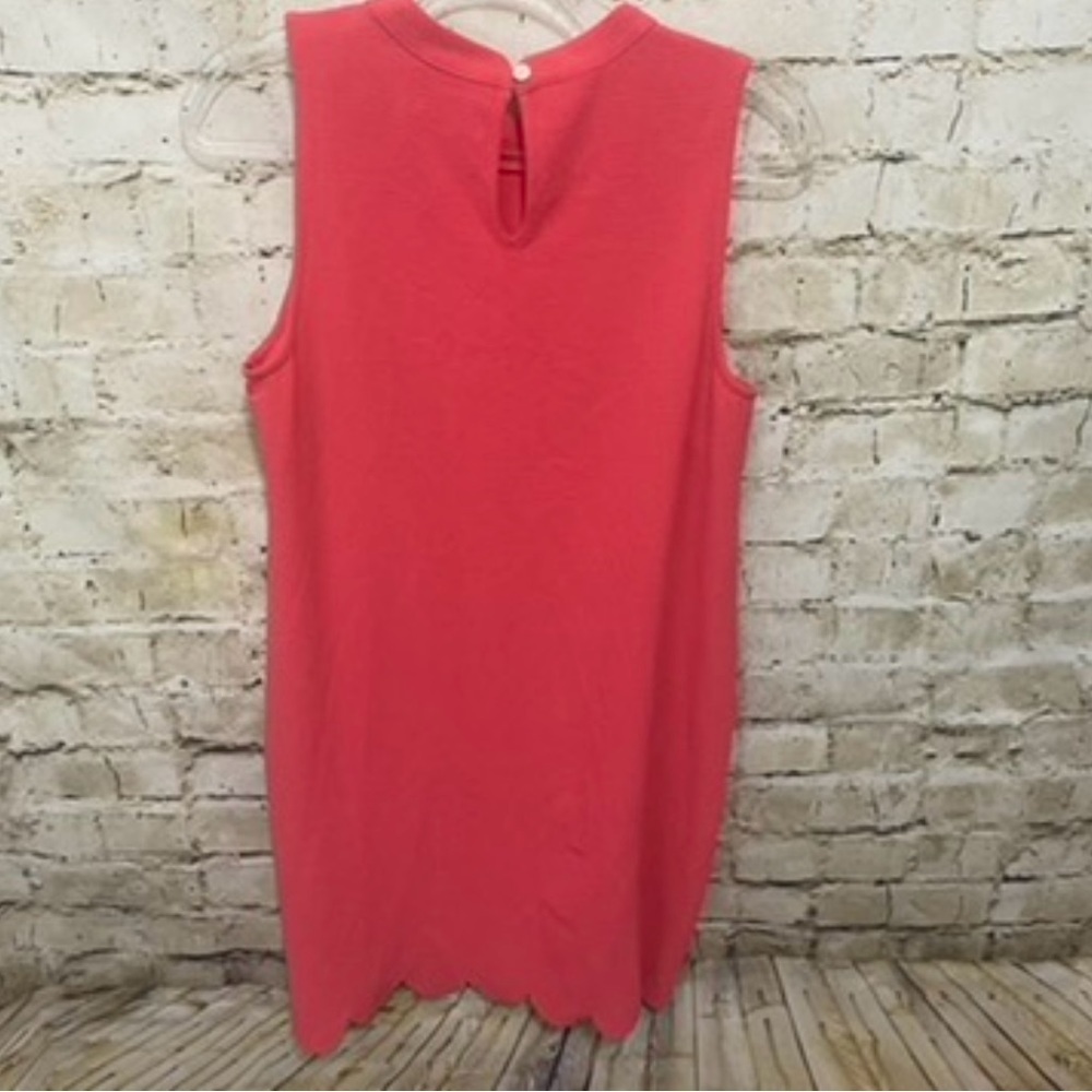 Mudpie Coral Sleeveless Scalloped Hem Textured Shift Dress - Picture 4 of 6